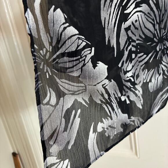 Alex Evenings Two Piece Top & Jacket 1X Black Floral Metallic Thread Detailing - Picture 10 of 10